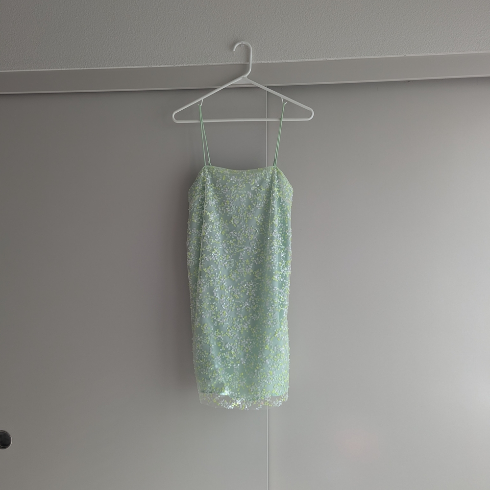 H&M Light Green Sequin Mini Dress